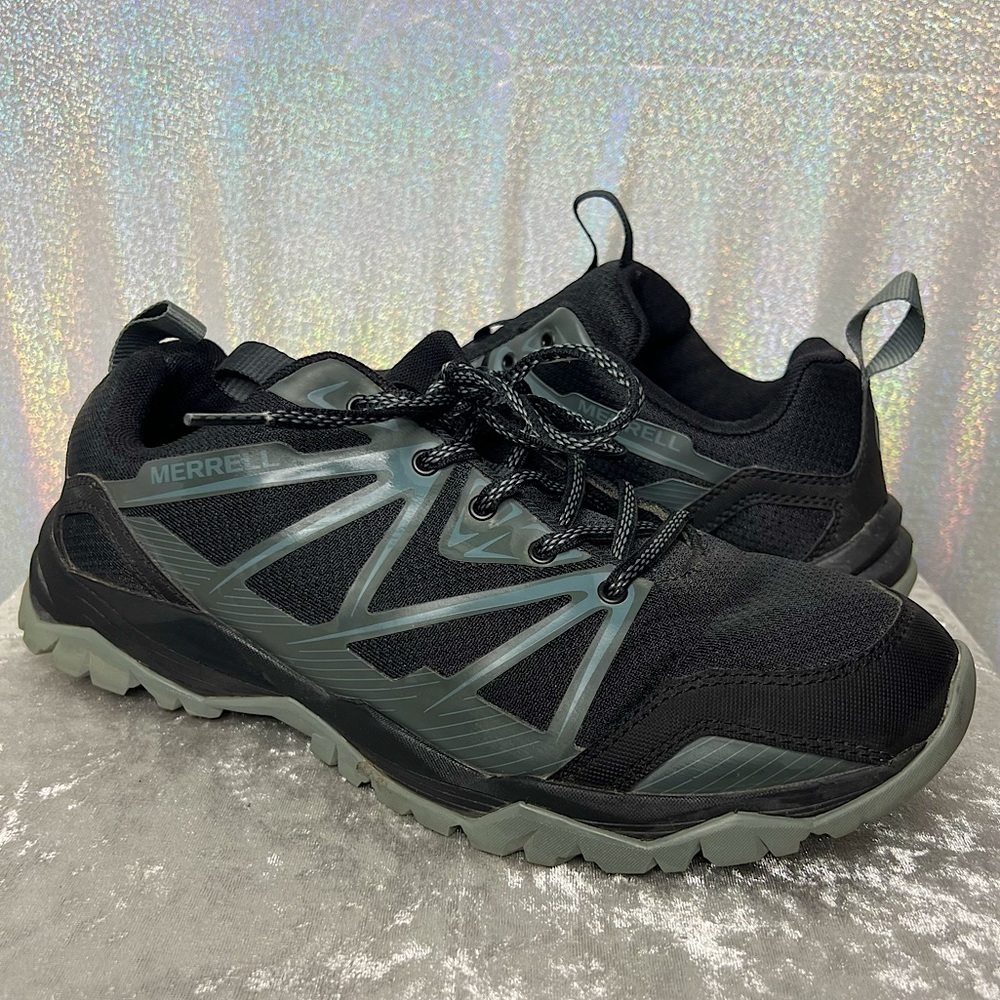 Merrell runners shoes black blue grey hiking outdoors performance footwear